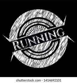 Running written with chalkboard texture. Vector Illustration. Detailed.