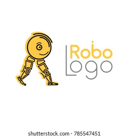 Running yellow robot logo in ux, ui style