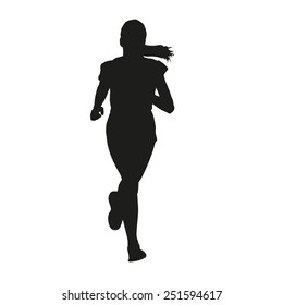 Running Young Girl Vector Silhouette