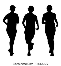 running young girl vector silhouette illustration