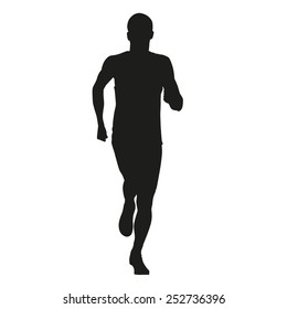 Running young man. Isolated vector silhouette