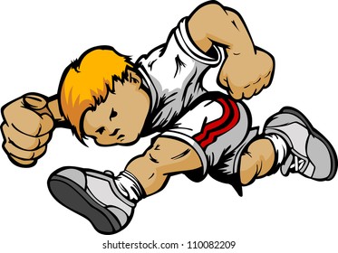 Running Youth Athlete Kids Cartoon - Boy