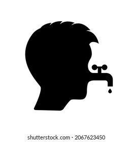 Runny nose current tap vector illustration. Common cold icon, rhinitis symbol, dripping faucet nose isolated on white background