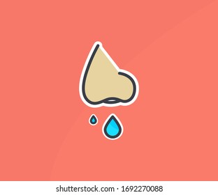 Runny nose flat icon. Keep your health in safe