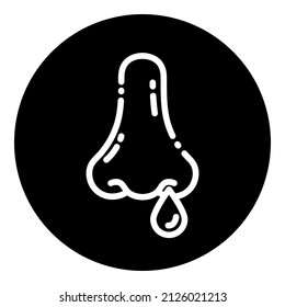 Runny Nose Glyph Flat Icon Isolated On White Background