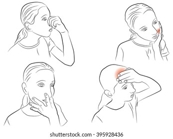 runny nose, headache, toothache, bad smell
