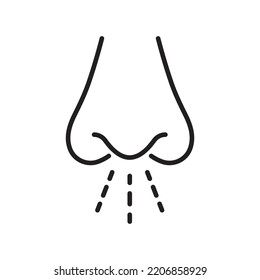 Runny nose icon design, Nosebleed, nasal mucus illustration, sign for medical poster. isolated on white background