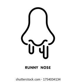 Runny nose icon. Line vector. Isolate on white background.