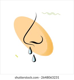 Ícone De Nariz Correndo, Descarga De Gota De Muco Nasal Das Narinas Vetor Arte Ilustração