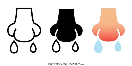 Icono de la nariz que gotea. Icono plano de Vector aislado sobre fondo blanco.
