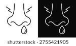 Runny nose icon vector line art medical symptom