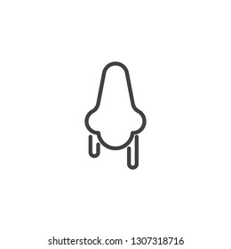 Runny nose line icon. linear style sign for mobile concept and web design. Nose allergy symptoms outline vector icon. Symbol, logo illustration. Pixel perfect vector graphics