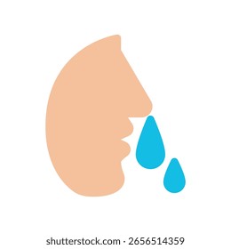 runny nose simple flat icon illustration