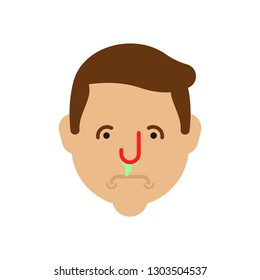 Runny nose Snot from nose. Epidemic Cold and flu. Metaphor of problems and reduced health. pain medical health care concept