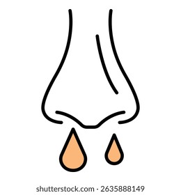 Runny Nose Vector Icon Depicting Cold Symptoms