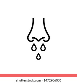 Runny nose vector icon, sick symbol. Simple, flat design for web or mobile app