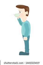 runny nose,sneezing people, vector image.