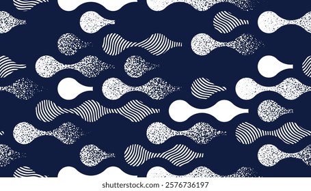 Runny water seamless pattern, vector waves lines geometric abstract background, liquid in motion endless wallpaper.