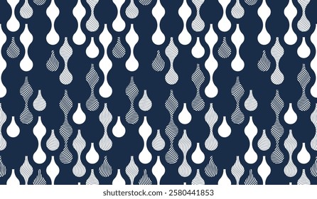 Runny water seamless pattern, vector waves lines geometric abstract background, river flows endless wallpaper.