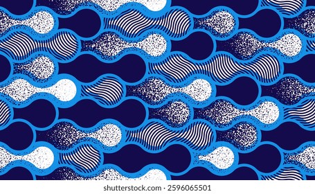Runny water seamless pattern, vector waves lines geometric abstract background, river flows endless wallpaper.