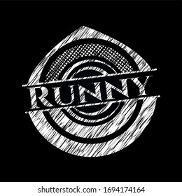 Runny written on a blackboard. Vector Illustration. Detailed.