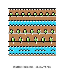Abfluss von Kulturen Farbe Symbol Vektor. Abfluss von Feldfrüchten. einzelne Symbolgrafik