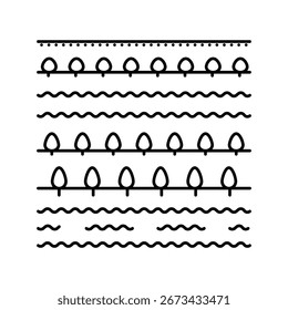 runoff do vetor de ícone de linha de culturas. runoff do sinal de culturas. símbolo de contorno isolado ilustração em preto