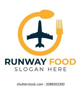 runway food logo concept design. Food Plane logo design template.