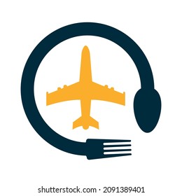 runway food logo concept design. Food Plane logo design template.