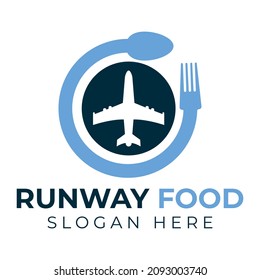 runway food logo concept design. Food Plane logo design template.