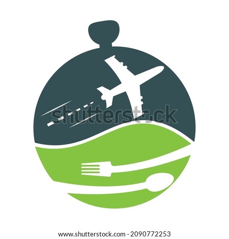 runway food logo concept design. Food Plane logo design template.