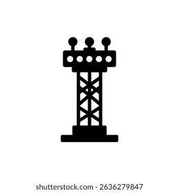 Runway light tower tall icon for airport illumination