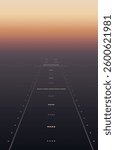 Runway lights at dawn. Vector illustration. Sketch for creativity.