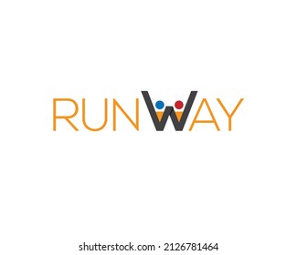 runway wordmark with letter W as two human figure holding hands	
