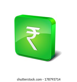 Rupee 3d Rounded Corner Green Vector Icon Button