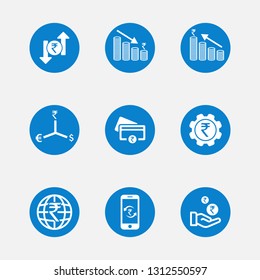 rupee banking icon set