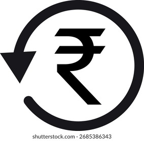 Rupee cashback icon . Rupee money return icon . Vector illustration