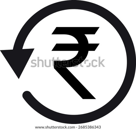 Rupee cashback icon . Rupee money return icon . Vector illustration