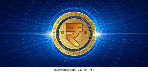 Rupee coin currency of India vector illustration banner