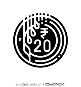 rupee coin glyph icon vector. rupee coin sign. isolated symbol illustration