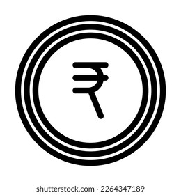 rupee coin line icon vector. rupee coin sign. isolated contour symbol black illustration