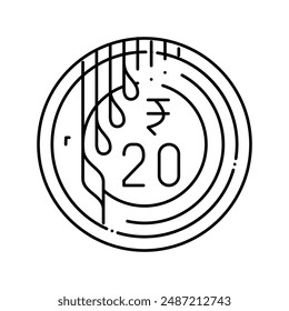 rupee coin line icon vector. rupee coin sign. isolated contour symbol black illustration