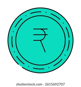 rupee coin line icon vector. rupee coin sign. isolated symbol illustration
