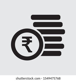 Rupee Coin Stack Vector Icon
