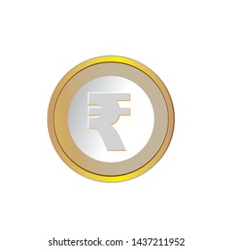 Rupee coin white background vector illustration
