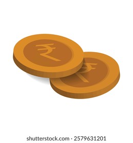 Rupee coins motion animation, turning effect for video games, apps, and UI. Flat vector design illustration.