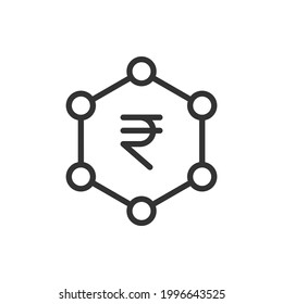 Rupee connection. Money network line icon isolated on white background. Vector illustration