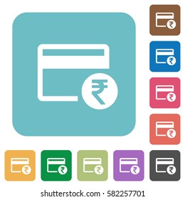 Rupee credit card white flat icons on color rounded square backgrounds