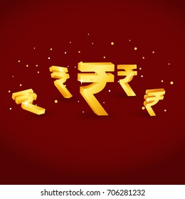 Rupee Currency 3D Gold