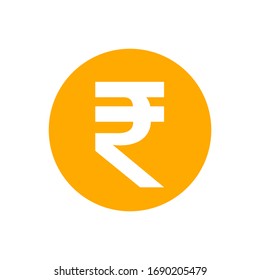 rupee currency coin orange for icon isolated on white, rupee money for app symbol, simple flat rupee money, currency digital rupee coin for financial concept, vector svg
